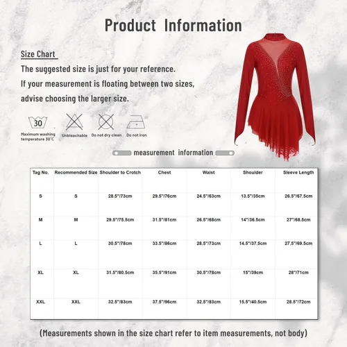 Miniatura 7 de Vestido de patinaje sobre hielo artístico para mujer, de manga larga, disfraz de baile lírico