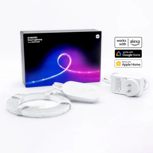 Xiaomi Tira de luz inteligente (6.6 pies), compatible con Alexa, Google Assistant, aplicación Apple Homekit Home, compatible con WiFi,