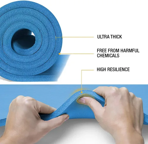 Miniatura 5 de Vandue Extra Thick 0.4" Tech Foam Exercise Yoga Mat w/Carry Strap - Non-slip, Moisture-Resistant Cushion for Pilates - Support for Stretching &