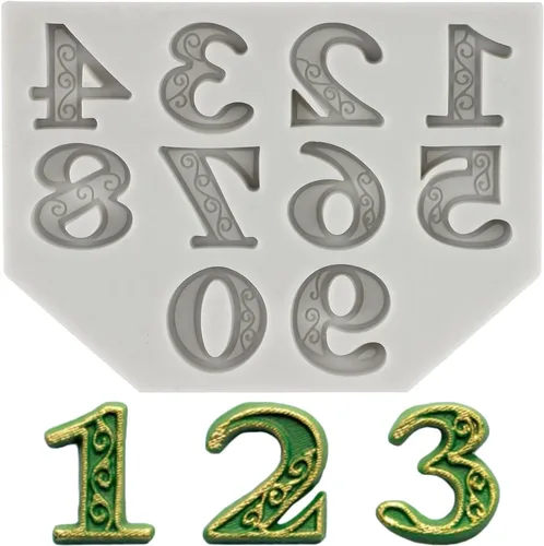 Miniatura 11 de Moldes de silicona para fondant número 3D 0-9, moldes para hornear chocolate para decoración de pasteles, decoración de cupcakes, caramelo y goma