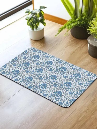 Miniatura 2 de Tapete de baño azul europeo para bañera, antideslizante, de secado rápido y absorbente, tierra de diatomeas, fregadero de cocina, ducha, lavable