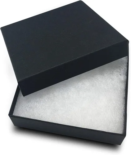 Miniatura 24 de TheDisplayGuys - Paquete de 25 cajas de cartón rellenas de algodón #10 para joyas, color negro mate (1.9 x 1.3 x 0.7 pulgadas), para envío