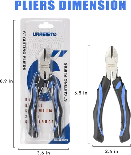 Miniatura 7 de URASISTO - Alicates de corte lateral de 6 pulgadas, alicates de corte diagonal con construcción de acero cromo-níquel resistente