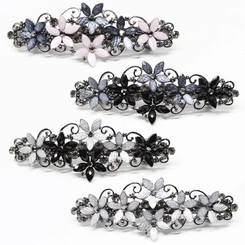Elegantes horquillas de flores con diamantes de imitación brillantes – Pasadores de pelo estilo francés vintage, clips y accesorios para mujer