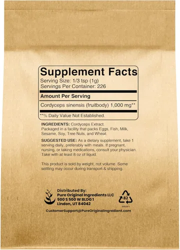 Miniatura 2 de Pure Original Ingredients Cordyceps (8oz) Suplemento herbario tradicional, sin OMG