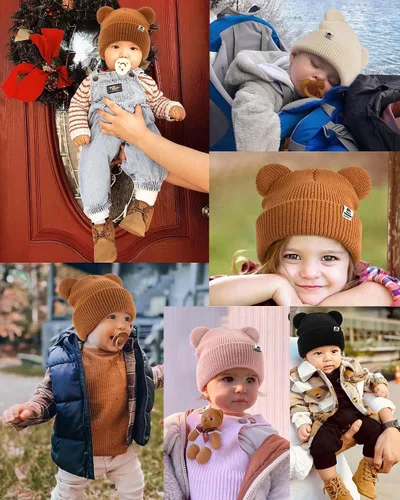 Miniatura 7 de FURTALK Baby Beanie Winter Hat with Bear Ear for Infant Toddler Boys Girls Soft Knitted Skull Cap