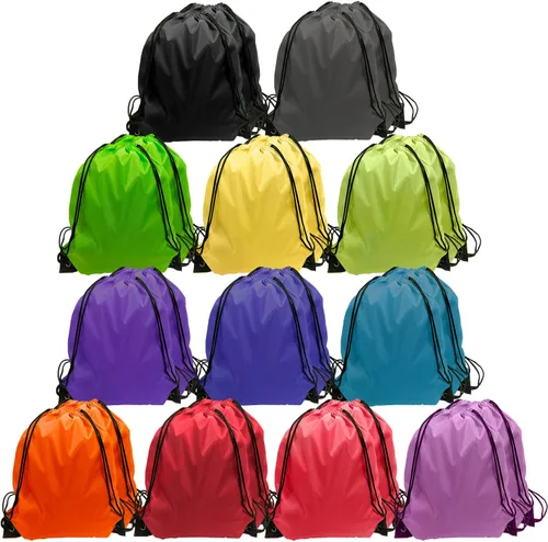 GoodtoU Bolsas con cordón Mochila Mochila de nylon, 12 colores, Bolsa con cordón de 24 piezas