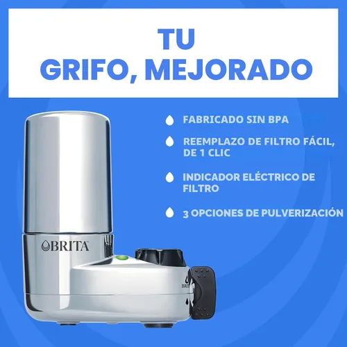 Miniatura 3 de Brita Sistema de filtro de agua para montaje en grifo, cromo, filtración sin espera, fácil instalación, filtro de agua multiusos para cocinas, baños