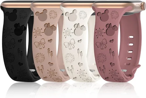 Miniatura 16 de 10 PAQUETE Bandas de silicona grabadas compatibles con Apple Watch de 40mm 38mm 41mm 42mm 44mm 45mm 46mm 49mm, correa deportiva de repuesto