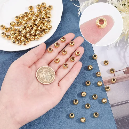 Miniatura 3 de NBEADS 100 cuentas espaciadoras de metal redondas lisas de acero inoxidable 304 de 0.315 pulgadas, cuentas sueltas para hacer joyas de bricolaje 100