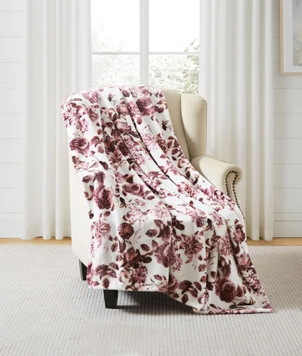 Miniatura 24 de Serafina Home Manta floral de vellón de terciopelo primaveral: jardín de rosas de flores rosas, azules, verdes en un diseño colorido suave