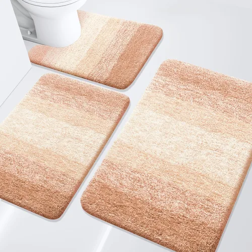 Miniatura 35 de Arotive - Juego de alfombras de baño de 3 piezas, alfombras de baño extra suaves y absorbentes, alfombrillas de baño lavables a máquina y que se
