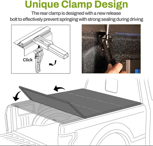 Miniatura 4 de AUTOSAVER88 Cubierta Tonneau suave de cuatro pliegues para caja de camioneta compatible con Ford F-150 F150 2015-2026 (excepto serie Raptor) caja