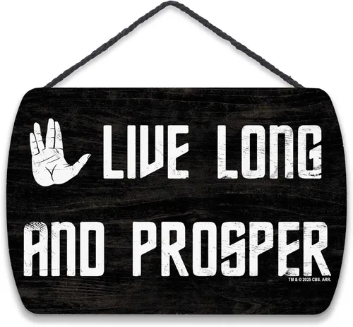 Miniatura 8 de Open Road Brands Star Trek Live Long and Prosper Vulcan Salute - Decoración de pared de madera colgante - Divertido letrero de Star Trek para hombre