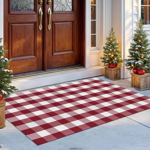 Miniatura 55 de IOHOUZE Alfombra Rayada Gris y Blanca - 27.5" X 43" Tapetes para Puerta Delantera al Aire Libre, Alfombra Lavable para Decoración de Porche