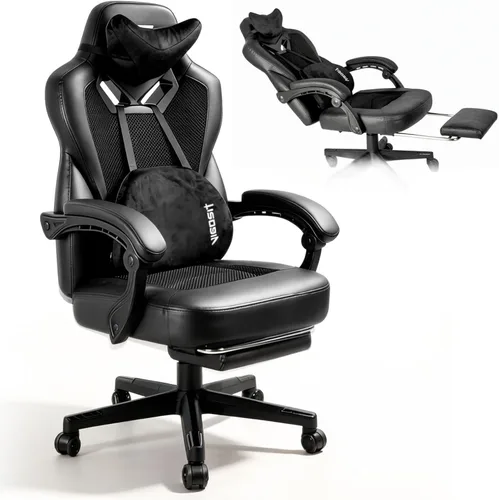 Miniatura 10 de Vigosit Silla de juegos Pro, sillas ergonómicas para juegos para adultos y personas pesadas, silla reclinable de masaje para escritorio de oficina