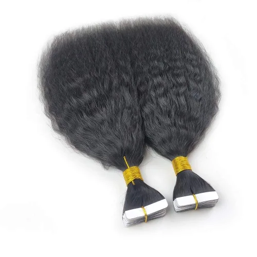 Miniatura 3 de Extensiones de cabello humano brasileño con cinta adhesiva, extensiones de cabello humano brasileño Yaki grueso, 40 unidades, 3.53 oz