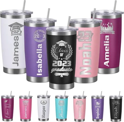Miniatura 10 de Vasos personalizados con tapa de nombre y pajita, vaso de café aislado personalizado, regalo de Navidad y cumpleaños para hombres, acero inoxidable