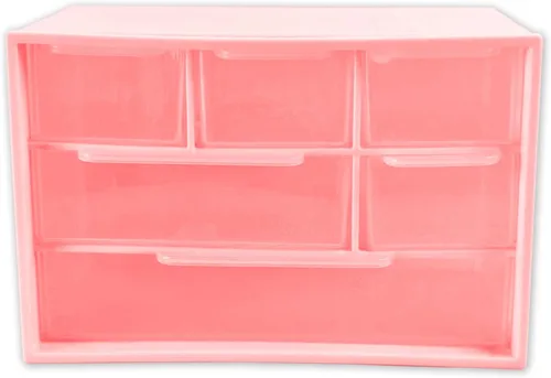 Mini organizador de cajones de escritorio con 6 cajones transparentes, 7 x 3.9 x 4.7 pulgadas, pequeña caja de almacenamiento de plástico para