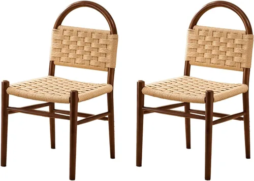 Miniatura 11 de Rattan Dining Room Chairs Wooden, Woven Kitchen Chairs, Dining Room Chair with Wood Legs, Vanity Chair,Armless Side Chair for Home Bar Restaurant