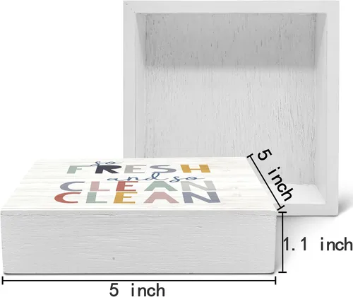 Miniatura 2 de SRADMO Letrero de madera con texto en inglés «So Fresh So Clean» para niños, decoración de escritorio con texto en inglés «So Fresh So Clean»