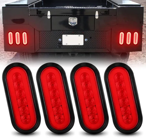 Miniatura 14 de Luces traseras LED ovaladas rojas de 6 pulgadas, luces traseras de remolque, luces traseras de remolque de montaje en superficie, luces
