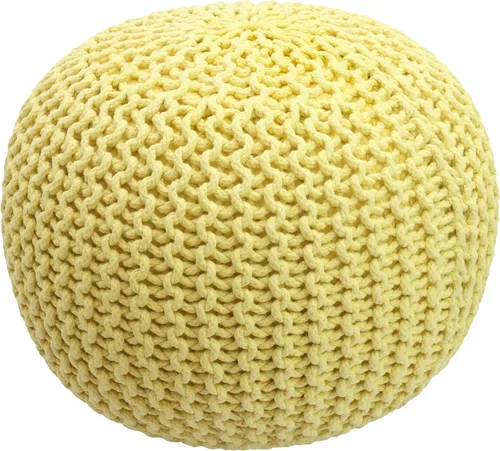 Miniatura 10 de Puf Cotton Craft tejido a mano con estilo de cable Dori Pouf, otomano para el piso, 100 % algodón trenzado, hecho y cosido a mano, un asiento único