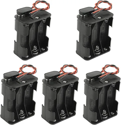 Miniatura 7 de WMYCONGCONG Paquete de 5 4 soportes de batería AA de 1.5 V con clip de batería con cable tipo I Conector a presión estándar (4AA) para tiras LED