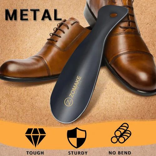Miniatura 4 de ZOMAKE Bocina de metal para zapatos, paquete de 2 bocinas de acero inoxidable de 7.5 pulgadas, portátil para uso en viajes, Negro