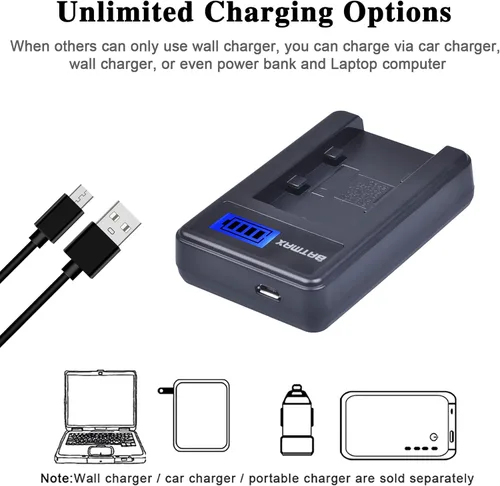 Miniatura 6 de Batmax Paquete de 2 baterías + cargador LCD para baterías Sony NP-FV30, NP-FV40, NP-FV50; Sony FDR-AX53 HDR-CX230 HDR-CX220 CX330 CX380 CX455 CX900