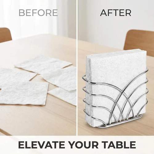 Miniatura 6 de Servilletero para mesa – Dispensador de servilletas vertical de hierro plateado para servilletas de papel, dispensador de servilletas para cocina