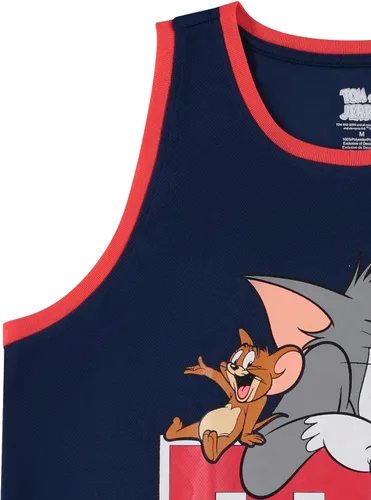 Miniatura 3 de Camiseta de baloncesto de Tom & Jerry para hombre, camiseta clásica de malla Hanna-Barbera, camiseta sin mangas de malla de dibujos animados vintage