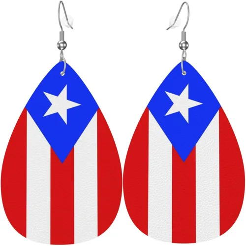 Miniatura 10 de Pendientes de bandera de país en forma de lágrima para mujer, ligeros, de cuero, colgantes, joyería patriótica para regalos
