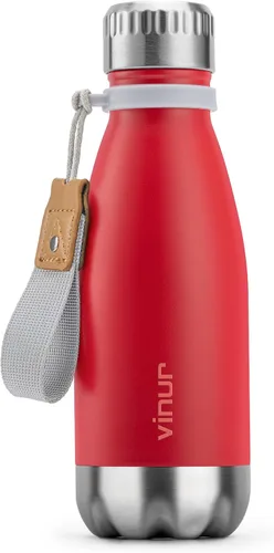 Miniatura 10 de VINUR Botella de agua para niños, 9 onzas, acero inoxidable, doble pared, aislada al vacío, botella de agua para la escuela, frasco en forma de cola