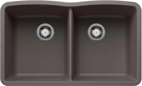 Miniatura 7 de BLANCO 440184 Diamond Silgranit 50/50 - Fregadero de cocina con doble tazón, 32 pulgadas, color antracita