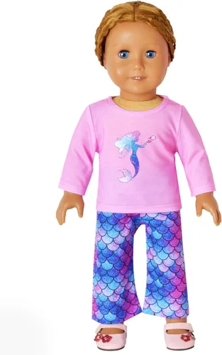 Miniatura 7 de QPANCY Conjunto de pijamas a juego para niñas y muñecas, pijama de manga larga para otoño e invierno