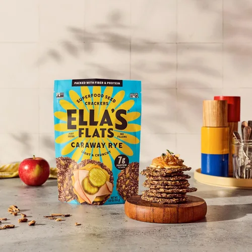 Miniatura 3 de ELLA'S FLATS® Patatas fritas saladas de todas las semillas, sin gluten, sin azúcar, chip de alto contenido de fibra, aperitivo bajo