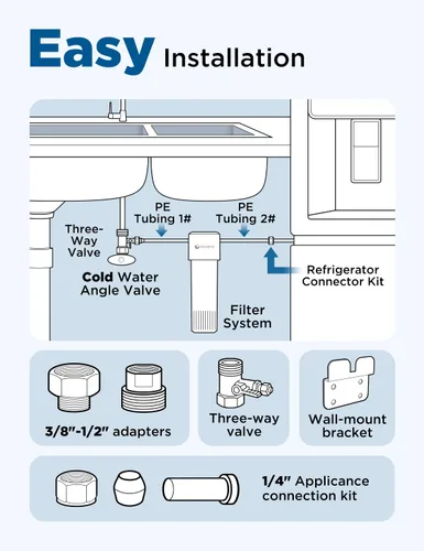 Miniatura 8 de NOVETE Filtro de agua para debajo del fregadero, 3 años, 30,000 galones, reduce el 99.5% de cloro, PFAS, mal sabor, NSF/ANSI 42/372, sistema