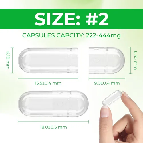 Miniatura 2 de Cápsulas veganas vacías tamaño 2 transparente a base de plantas (1,000 unidades) sin gluten, sin OMG, kit de llenado de pastillas con certificación