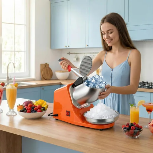 Miniatura 2 de ZENY Picador de hielo eléctrico 300W 1400r/min con cuchillas de acero inoxidable, máquina picadora de hielo para uso en cocina, accesorio para hacer