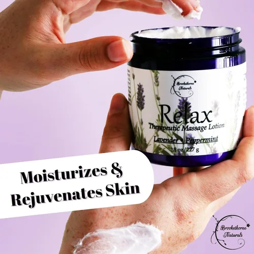 Miniatura 5 de Loción de masaje terapéutico Relax – Todo natural enriquecido con aceites esenciales de lavanda y menta, perfecto para terapia de masaje, crema