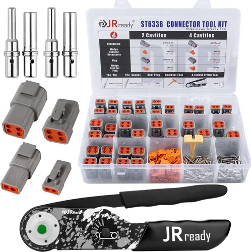 Miniatura 10 de JRready DW5009-01 - Kit de herramienta de crimpado de conectores Deutsch, conectores DT 2 3 4 6 8 12 impermeables con crimpador con trinquete 22-12