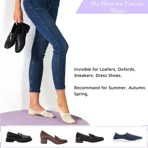 Miniatura 7 de Flammi - 4 pares de calcetines de encaje para mujer, antideslizantes, con parte inferior de algodón