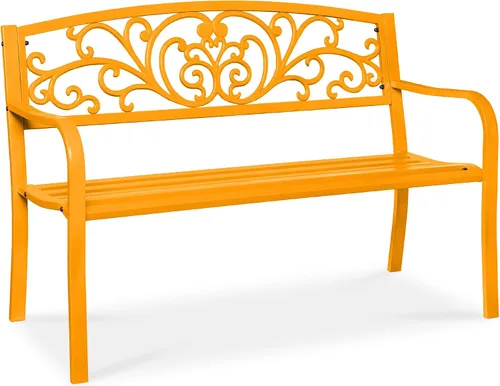Miniatura 11 de Mejor Elección Productos 50 in patio parque banco de jardín patio marco de acero inoxidable muebles al aire porche silla, L, Negro
