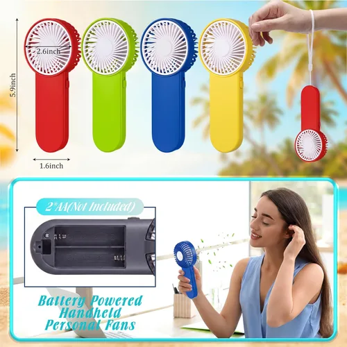 Miniatura 3 de Sumind 6 unidades de pequeño ventilador portátil personal pequeño a granel de 1 velocidad eléctrico lindo alimentado por batería para el cuello
