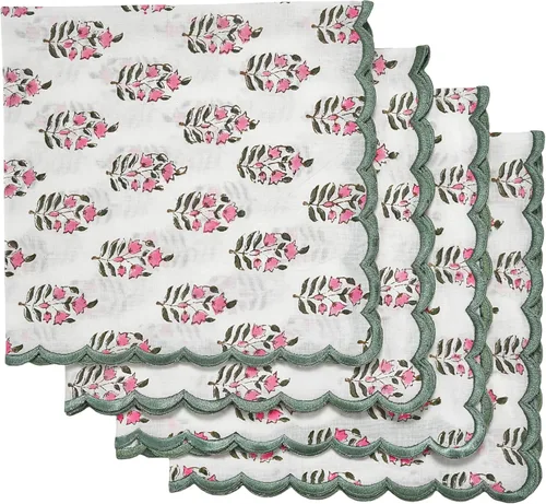 Miniatura 17 de Ridhi Juego de 4 servilletas bordadas reutilizables de algodón para bodas, fiestas, regalo diario para primavera, Pascua, San Valentín