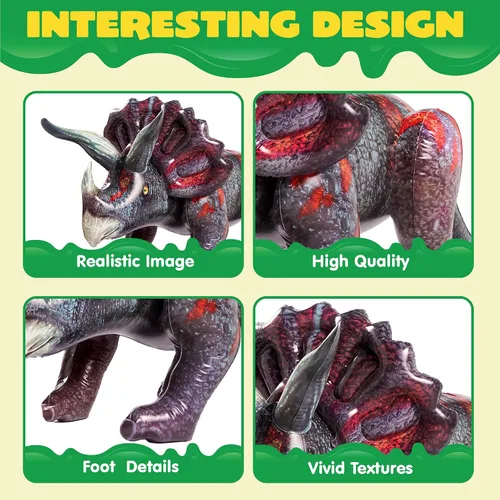 Miniatura 2 de JOYIN Juguete inflable de dinosaurio Triceratops de 43 pulgadas para decoraciones de fiesta, regalo de fiesta de cumpleaños para niños y adultos
