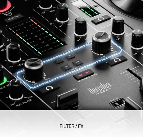 Miniatura 4 de Hercules DJControl Inpulse 500 Controlador DJ – Juego de DJ para principiantes, mezclador USB DJ de 2 cubiertas con interfaz de audio incorporada