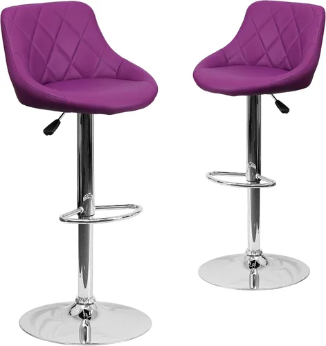 Miniatura 17 de Flash Furniture CH-82028A-BK-GG asiento de vinilo negro de diseño contemporáneo, banqueta alta ajustable con base cromada, Vinilo, Negro