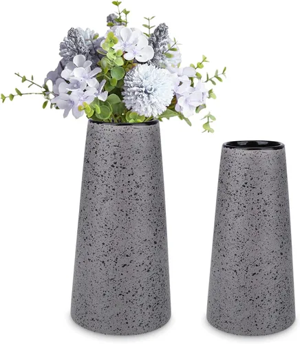 Miniatura 10 de Bdor Jarrón de cerámica, florero de flores de 11 pulgadas, jarrón de panal azul para decoración de habitación, detalles modernos de decoración